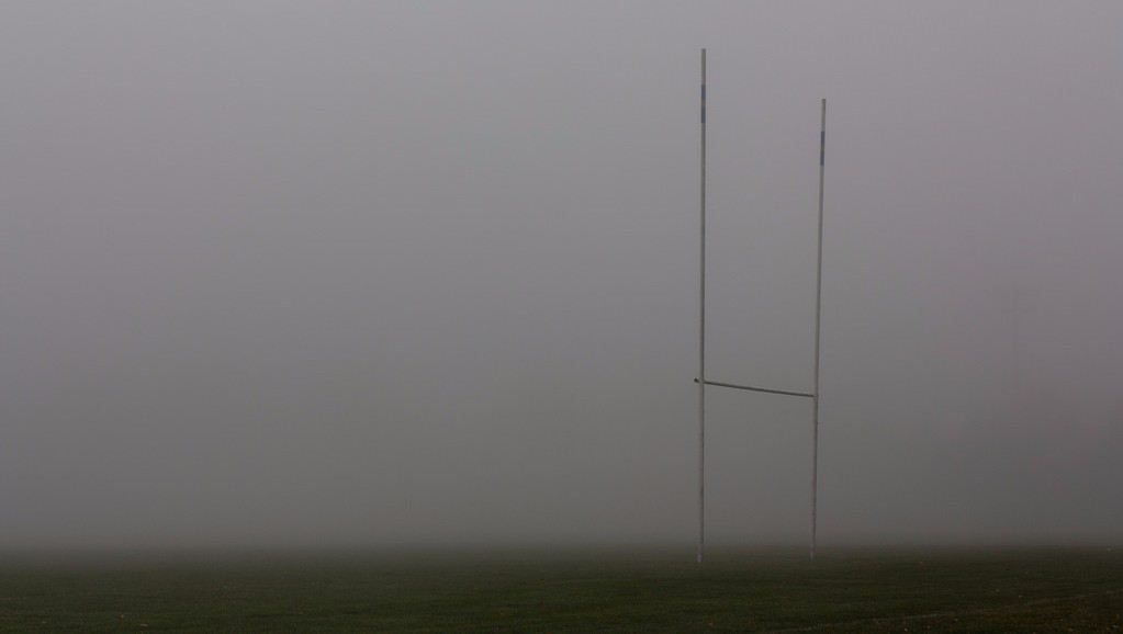 goal post on cloudy day