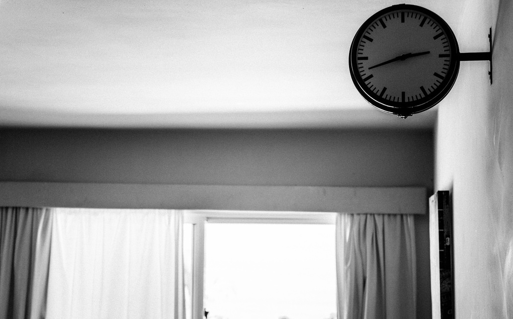 a clock in an empty room